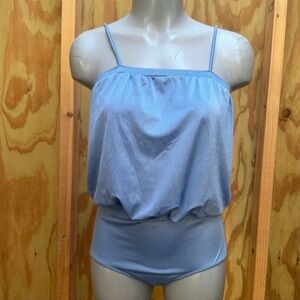 Vintage 80s leotard one piece bodysuit blue women’s medium